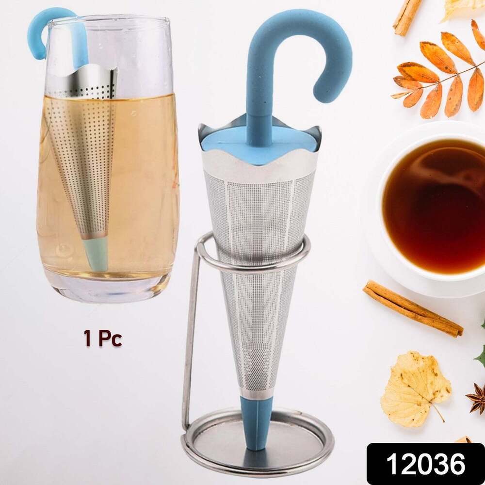 Reusable Cute Umbrella Tea Strainer With Tray / Stands