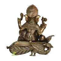 Brass resting elephant lord hindu gods ganesha statue religious home office decor