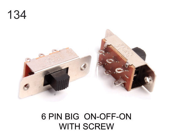 6 PIN ON-OFF-ON  SLIDE SWITCH WITH SCREW