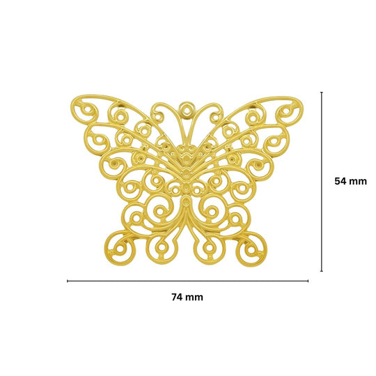 Butterfly Metal Art - Metal Craft | Size: 54mm, 10pcs, Intricate Leaf Design, Versatile For Jewelry & Brooch Creation