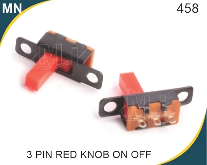 Slide Switch Red Knob 3 Pin On Off 