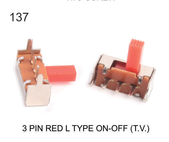 3 PIN RED  L TYPE SLIDE SWITCH ON-OFF
