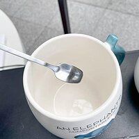 CherryBox Ceramic Coffee Mug | Designer Cups with Lid & Spoon - 1 pc (400 ml)