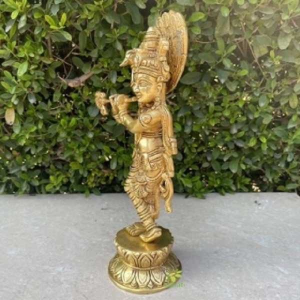 Flute Krishna Religious Figure Metal Murti Of Murlidhar
