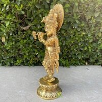 Flute Krishna religious figure metal Murti of murlidhar