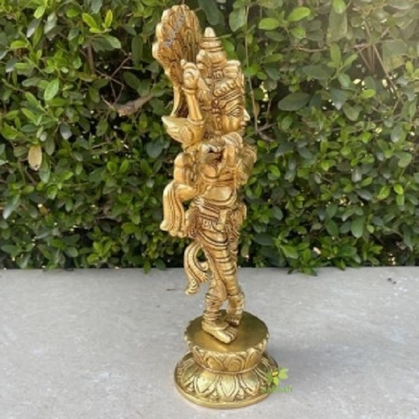 Flute Krishna religious figure metal Murti of murlidhar