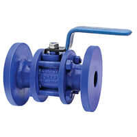 Flanged Three Pc Design Cast Iron Ball Valve - Color: Blue