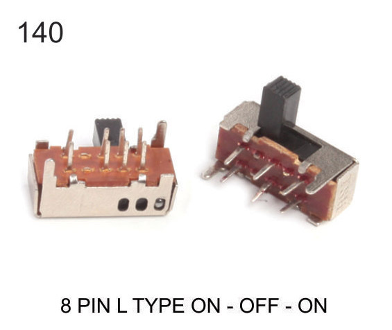 8 PIN L TYPE ON-OFF-ON SLIDE SWITCH