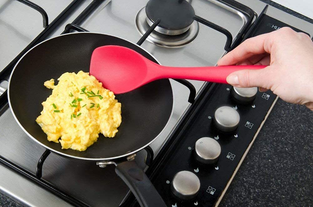 Cherrybox Silicone Spatula - Silicone Material, Standard Size, Red Color | Ergonomic Handle, High Heat-resistant, Non-stick Rubber With Stainless Steel Core