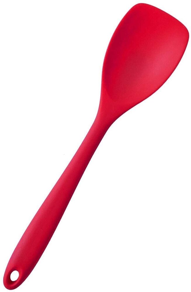 Cherrybox Silicone Spatula - Silicone Material, Standard Size, Red Color | Ergonomic Handle, High Heat-resistant, Non-stick Rubber With Stainless Steel Core