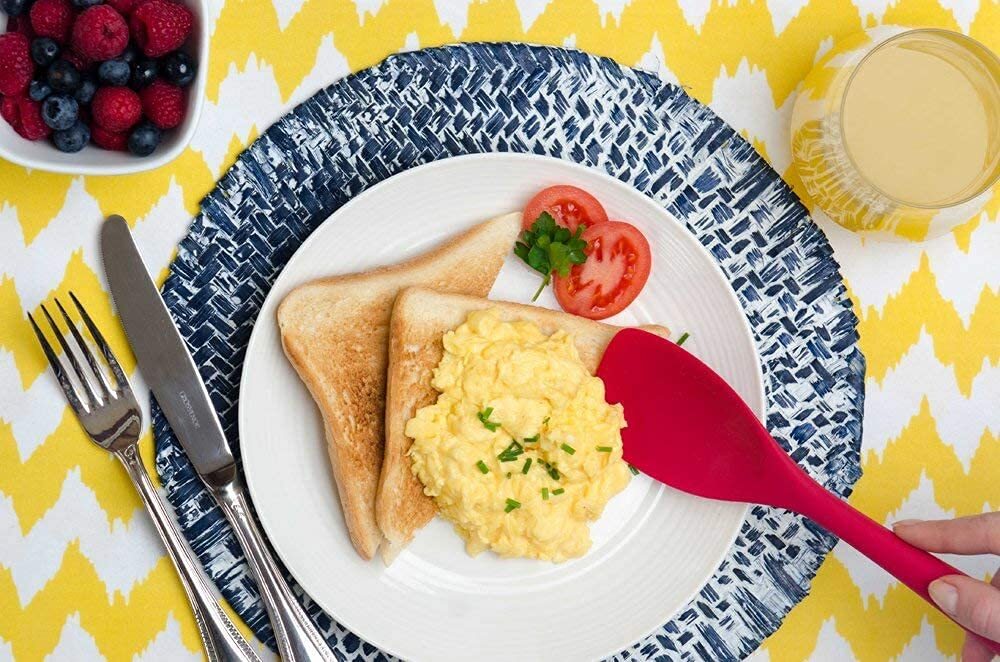 Cherrybox Silicone Spatula - Silicone Material, Standard Size, Red Color | Ergonomic Handle, High Heat-resistant, Non-stick Rubber With Stainless Steel Core