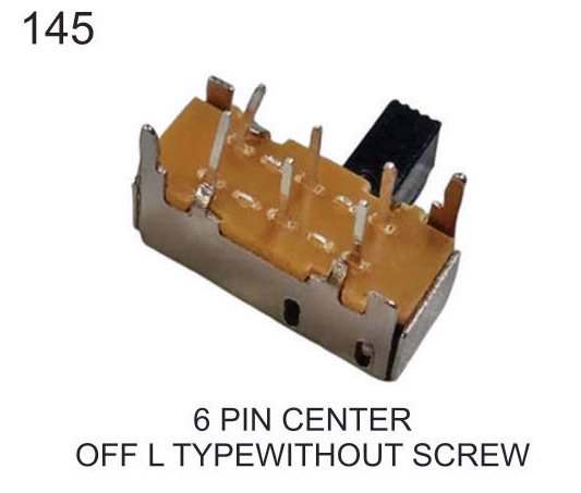 6 PIN CENTER OFF L TYPE SLIDE SWITCH WITHOUT SCREW