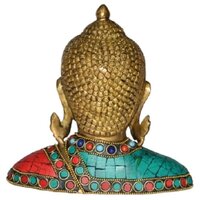 Statue of Lord Buddha Turquoise Coral Studded Bust