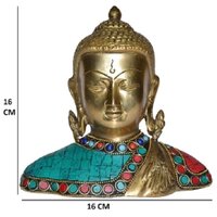 Statue of Lord Buddha Turquoise Coral Studded Bust