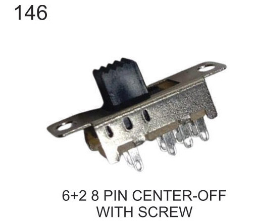 8 PIN CENTER-OFF SLIDE SWITCH WITH SCREW