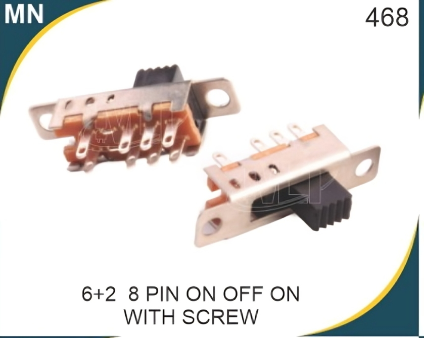 Slide Switch With Screw 8 pin Center Off