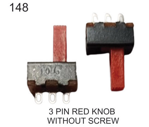 3 PIN RED KNOB WITHOUT SCREW  SLIDE SWITCH