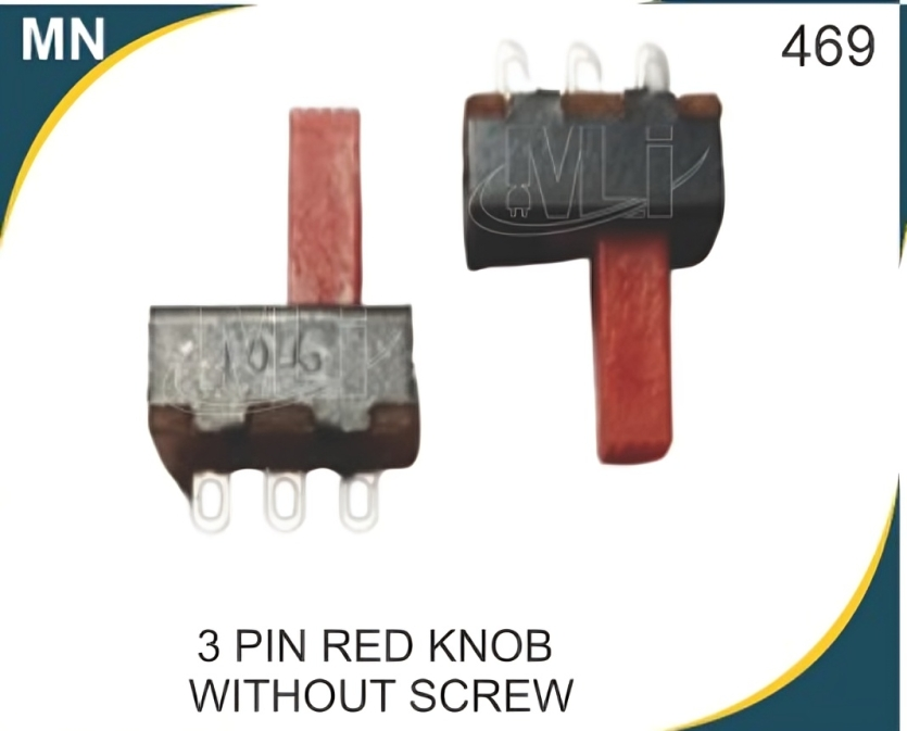 3 PIN RED KNOB WITHOUT SCREW SLIDE SWITCH