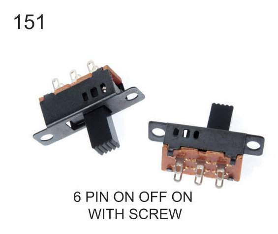 6 PIN ON-OFF-ON SLIDE SWITCH WITH SCREW