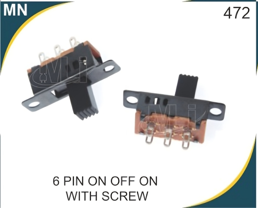 Slide Switch With Screw 6 Pin On Off On