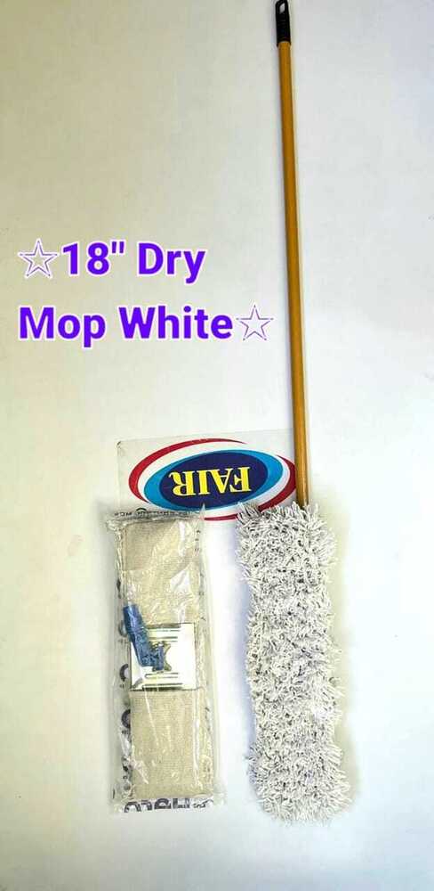 18inch White Dry Mop - Cotton Material, 18-inch Size, 24-inch Mop Head | Advanced Maneuverability For Efficient Floor Cleaning
