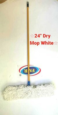 24inch White Dry Mop - Cotton Material, 24-inch Mop Head , 360 Rotation For Effortless Maneuverability & Absorbent Dust Removal