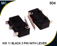 Kw 11 Black 3 Pin With Lever - High Quality Plastic Body, 20x10x6mm, Matte Black, Spdt 10a 250v Ac