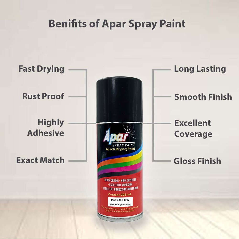 Apar Spray Paint Matte Axis Grey (Rc Colour Name)+ Mc Compatible For Honda Activa -225 Ml (Pack Of 2-pcs) - Physical Form: Liquid