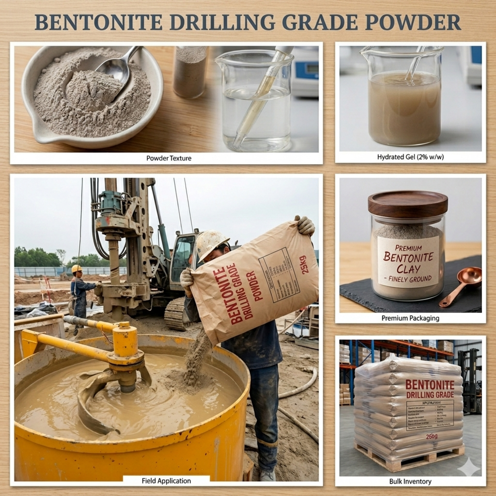 Drilling Grade Bentonite Powder - High Strength, Nil Moisture, Light Yellow Color | Fine Powder for Chemical Industry Applications