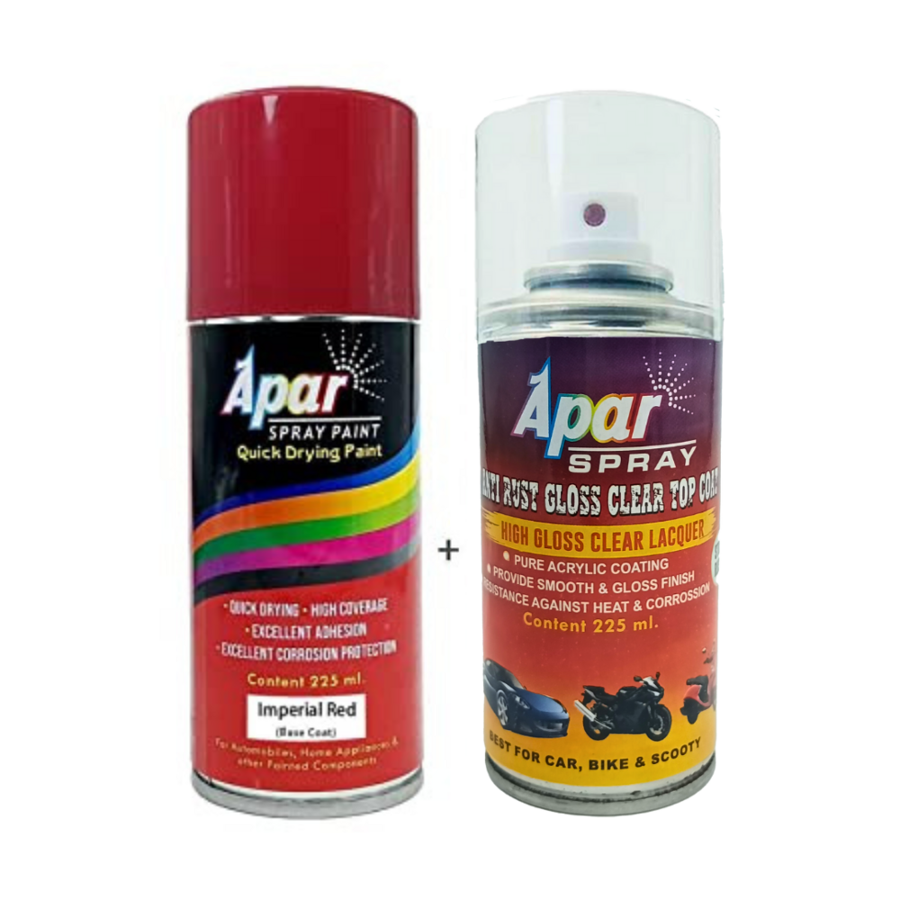 Apar Spray Paint Imperial Red (Rc Colour Name)+ Gc Compatible For Honda Activa -225 Ml (Pack Of 2-Pcs) - Physical Form: Liquid