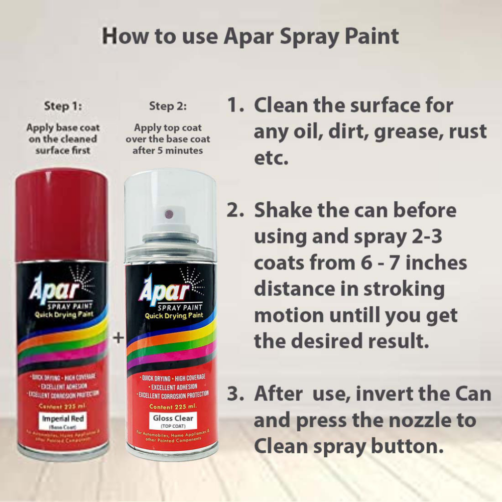 Apar Spray Paint Imperial Red (Rc Colour Name)+ Gc Compatible For Honda Activa -225 Ml (Pack Of 2-pcs) - Physical Form: Liquid