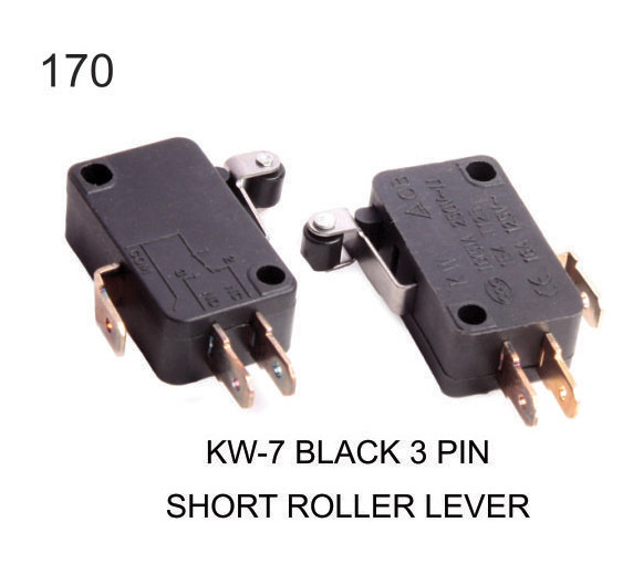 KW-7 BLACK 3 PIN SHORT ROLLER LEVER