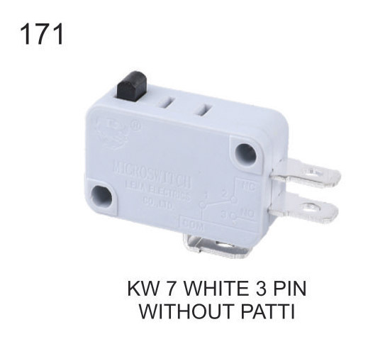MICRO SWITCH   KW--7 WHITE 3 PIN WITHOUT PATTI