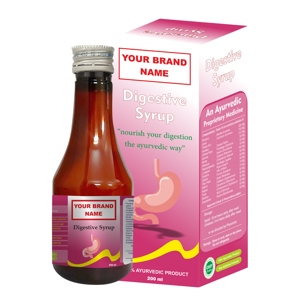 200 Ml Ayurvedic Digestive Tonic For Gas, Acidity & Indigestion, Private Label & Third Party Manufacturing - Physical Form: Syrup