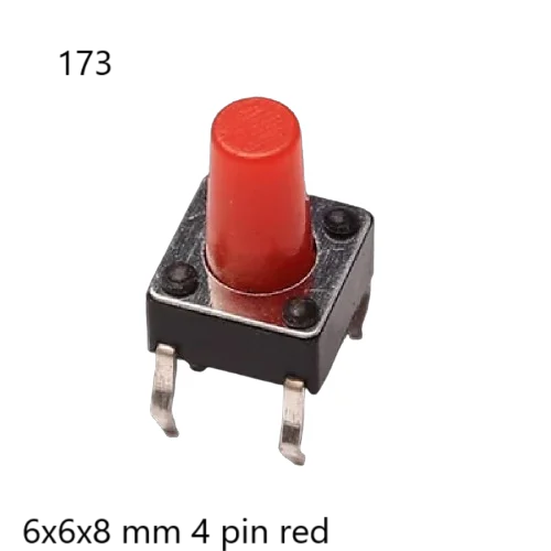 6x6x8mm 4 PIN RED TACTILE SWITCH