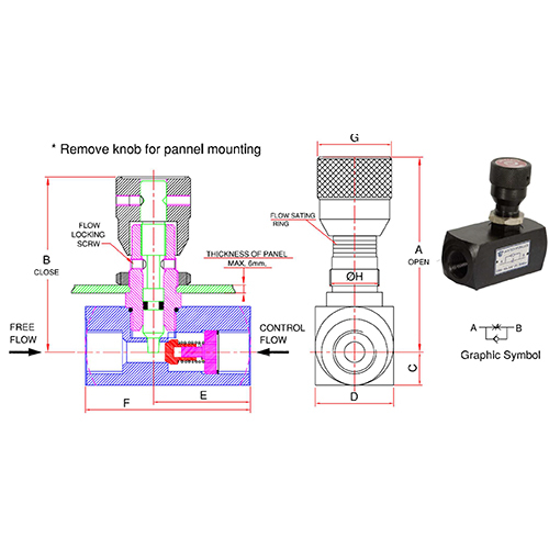 Flow Control Check Valve - Color: Black