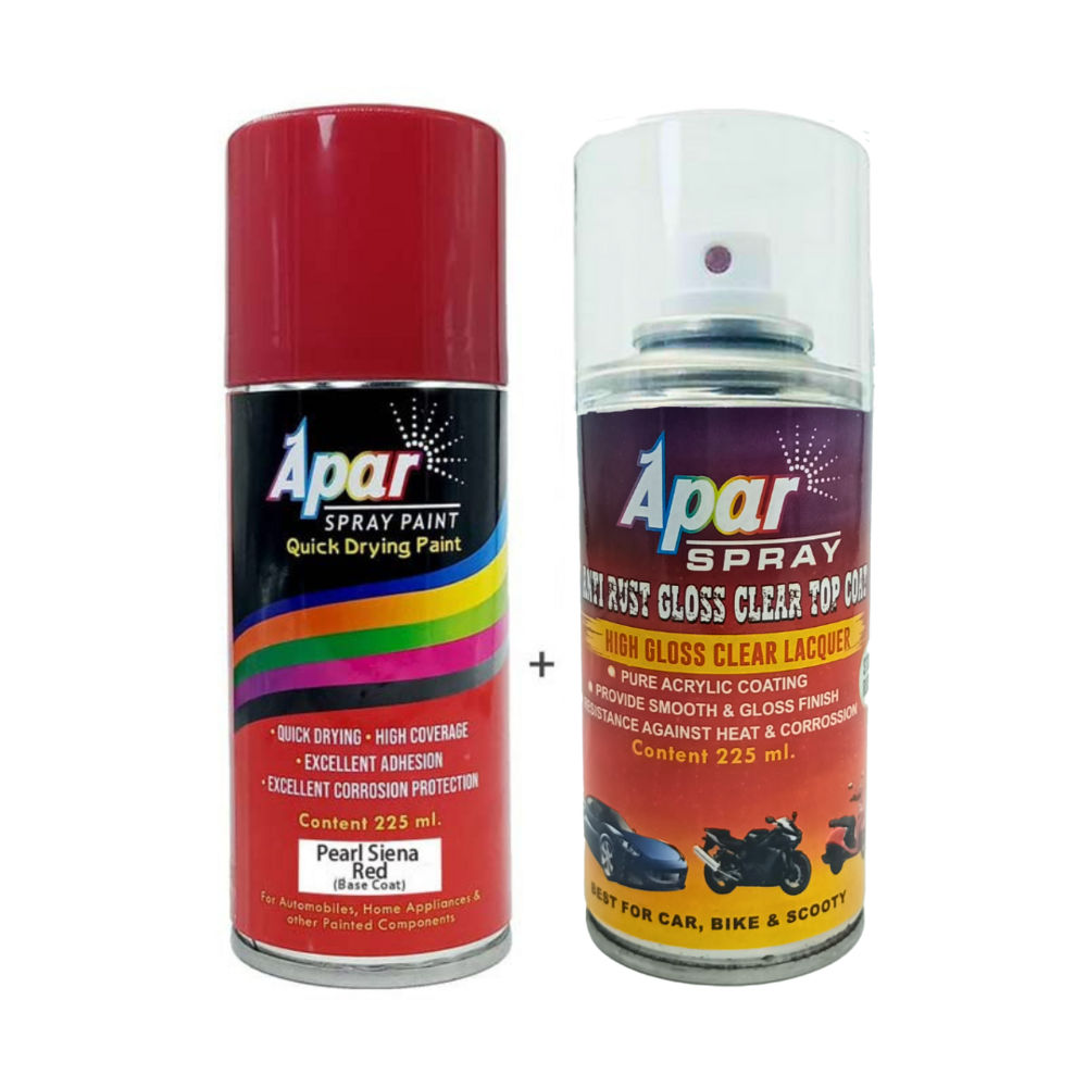 Apar Spray Paint Pearl Siena Red (Rc Colour Name)+ Gc Compatible For Honda Bike -225 Ml (Pack Of 2-Pcs) - Grade: Industrial