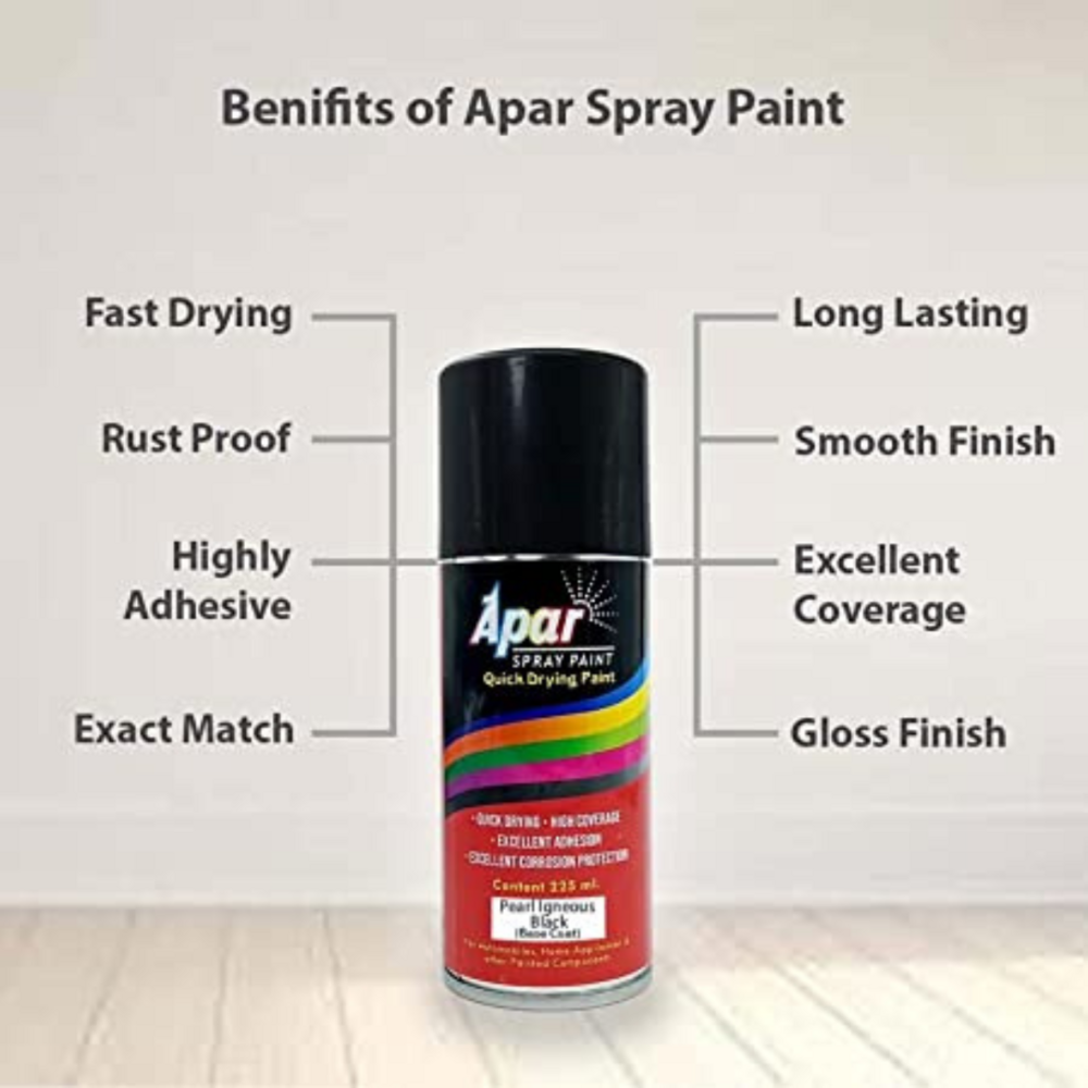 APAR Spray Paint Pearl Igneous Black (RC Colour Name)+ GC Compatible for Honda Bike -225 ml (Pack of 2-Pcs)