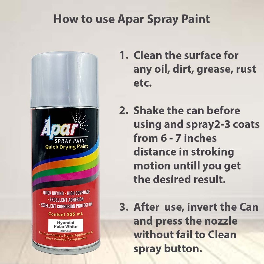 apar Spray Paint Can POLAR WHITE - 225ml For HYUNDAI cars