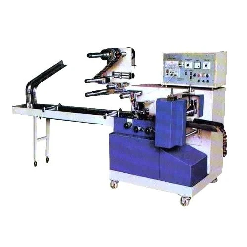 SS Horizontal Wrapping Machine - Stainless Steel, 220 Volt Electric Drive | Durable, Automatic, Ideal for Food and Consumer Goods