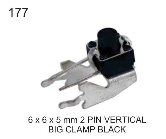 6X6X5 MM 2 PIN VERTICAL BIG CLAMP BLACK TACTILE SWITCH