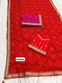 Heavy Wetless Bandhi Saree - Color: 2