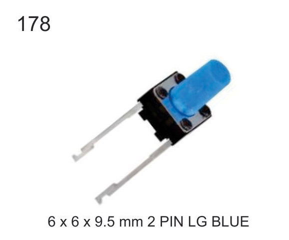 6x6x9.5 (2 पिन) LG ब्लू टैक्टाइल स्विच