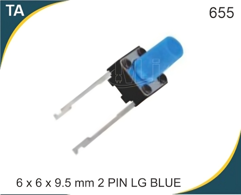 6x6x9.5 (2 pin) LG BLUE TACTILE SWITCH