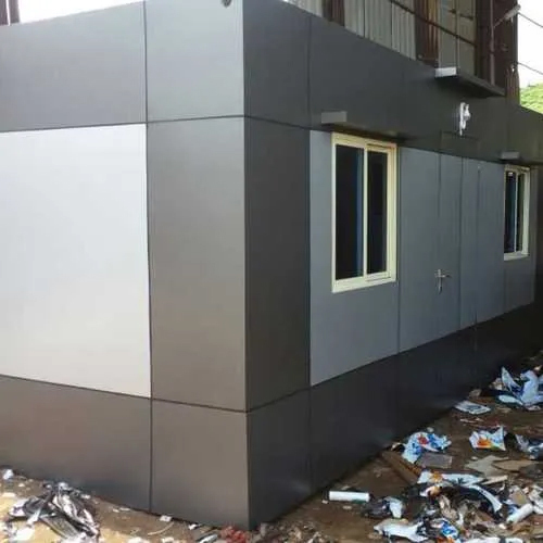 Porta Cabin - Galvanized Iron & Hylum Sheet, 8-10ft Grey Office Solution with Sliding Windows, PVC Door, MDF Roof, PVC Vinyl Carpet Floor