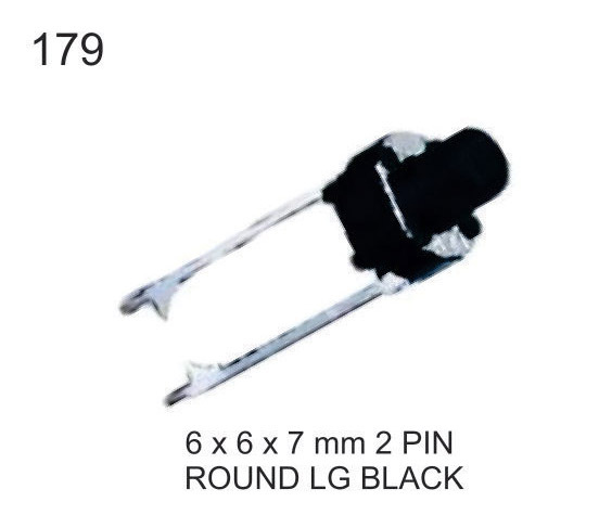 6X6X7MM  2 PIN ROUND LG BLACK TACTILE SWITCH