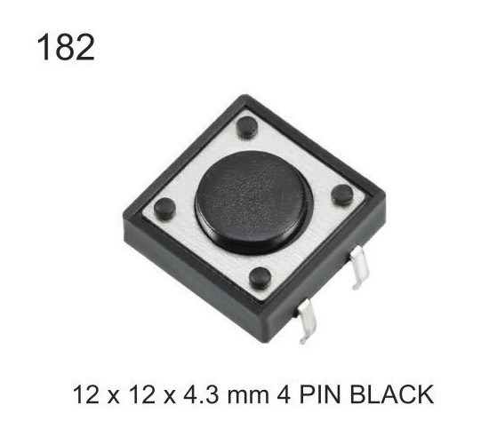 12X12X4.3MM 4 PIN BLACK