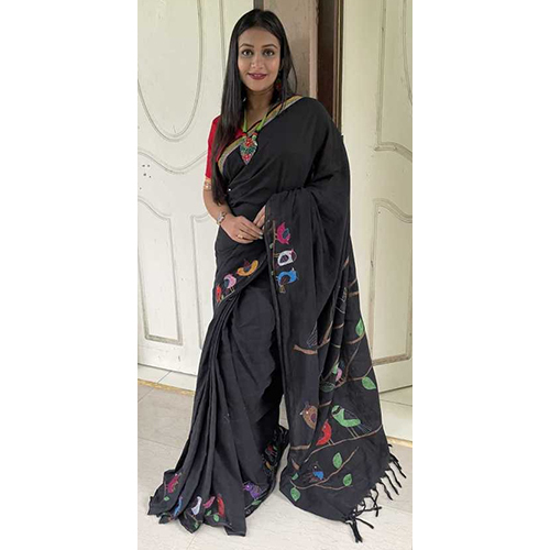 Arati Designer Hand Embroidery Kantha Saree - Color: Black