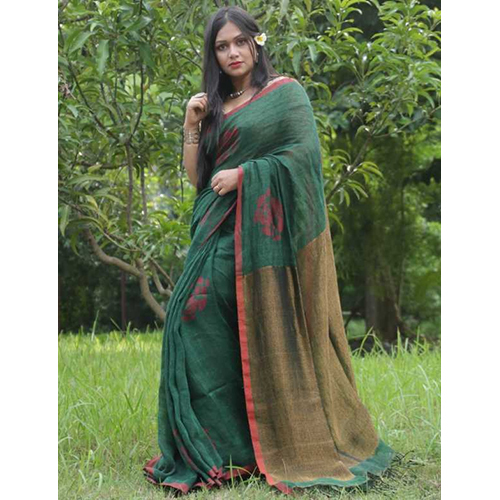 Stuti Pure Linen Saree - Color: Multi Colour