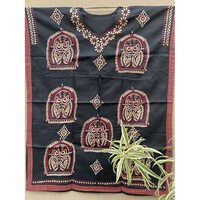 Zara Kantha Kaftan - Cotton, Washable, Sleek Black Color, Customized Embroidery & Printed Patterns - Ethnic Indian Design For Women, Stylish Comfort